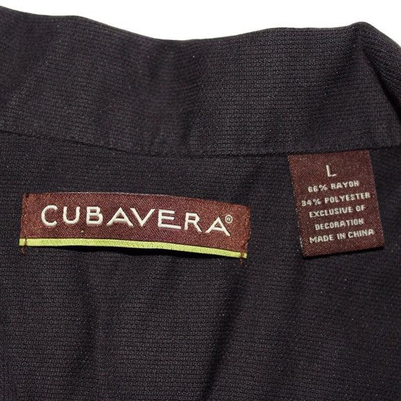 Cubavera Large Black Embroidered Dr Pepper Short Sleeve Bowling Camp Cigar Shirt - Picture 6 of 10